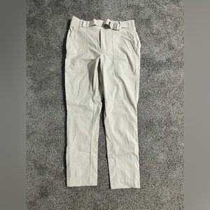 ❗️SOLD❗️Athleta Pants White Trekkie Zip Ankle Belted Casual Gym Nylon Crop Pant